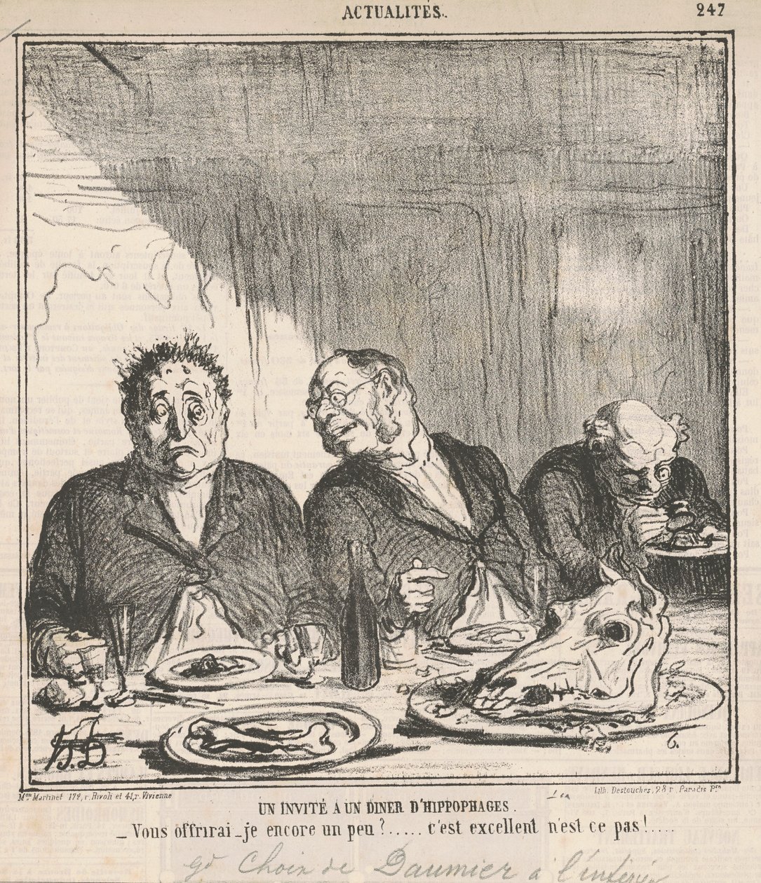 Gość na obiedzie koniożerców: Czy mam ci zaoferować trochę więcej? To świetnie, prawda? autorstwa Honoré Daumier