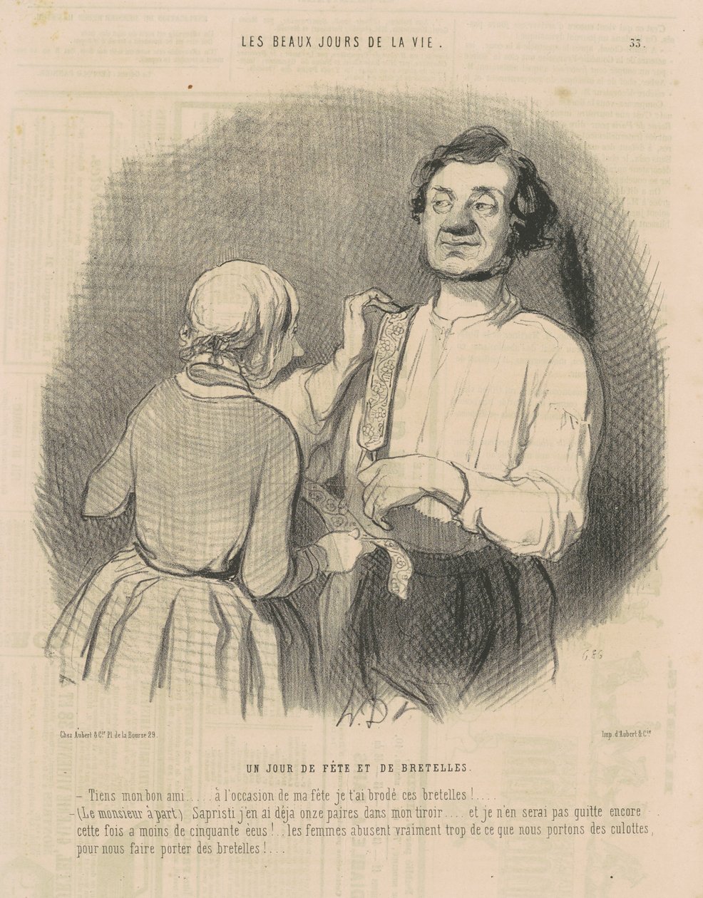 Dzień świętowania i szelki autorstwa Honoré Daumier