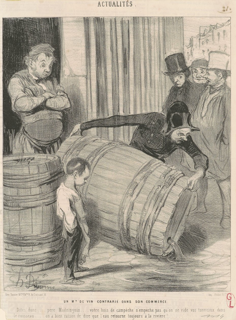 Kupiec wina zdenerwowany w swoim biznesie autorstwa Honoré Daumier
