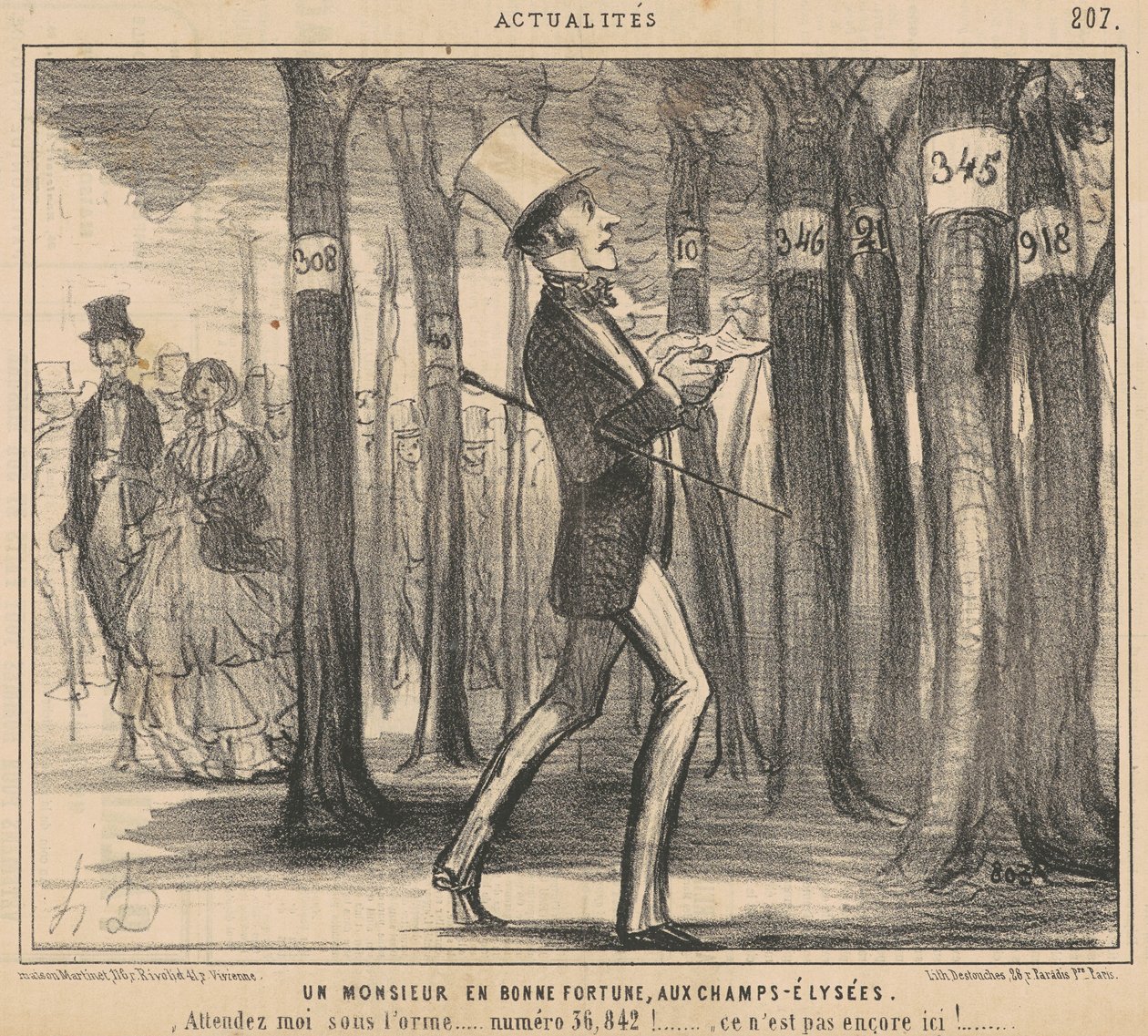 Dżentelmen na szczęście na Polach Elizejskich autorstwa Honoré Daumier