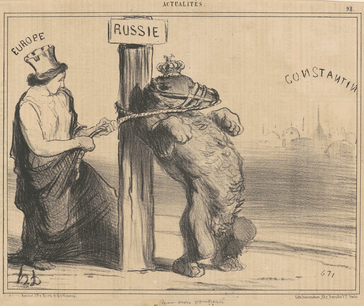 Zdenerwowany niedźwiedź autorstwa Honoré Daumier