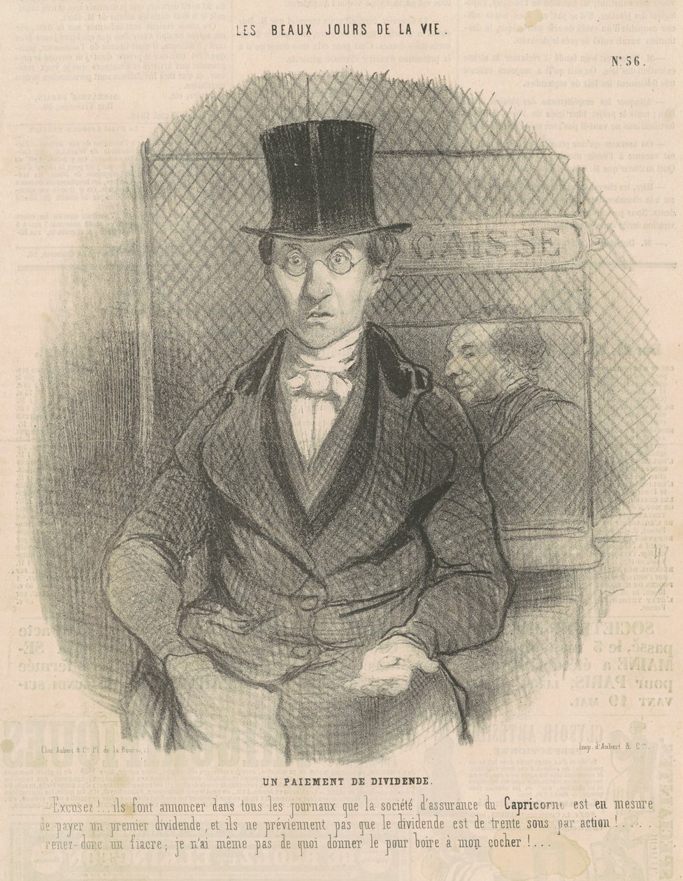 Wypłata dywidendy autorstwa Honoré Daumier