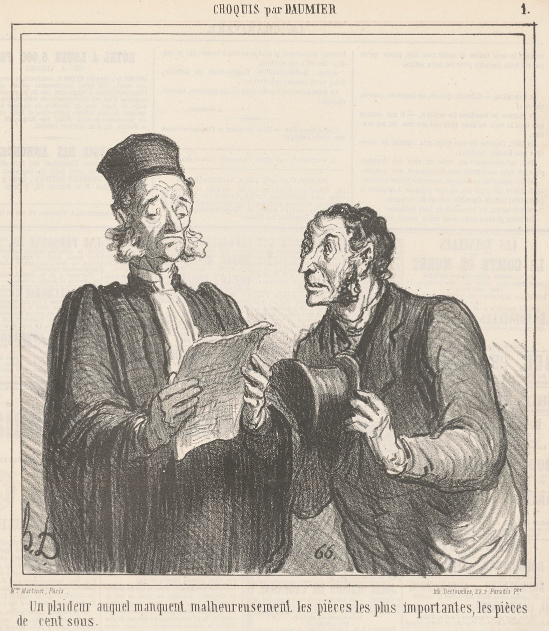 Strona procesowa, której brakuje... autorstwa Honoré Daumier