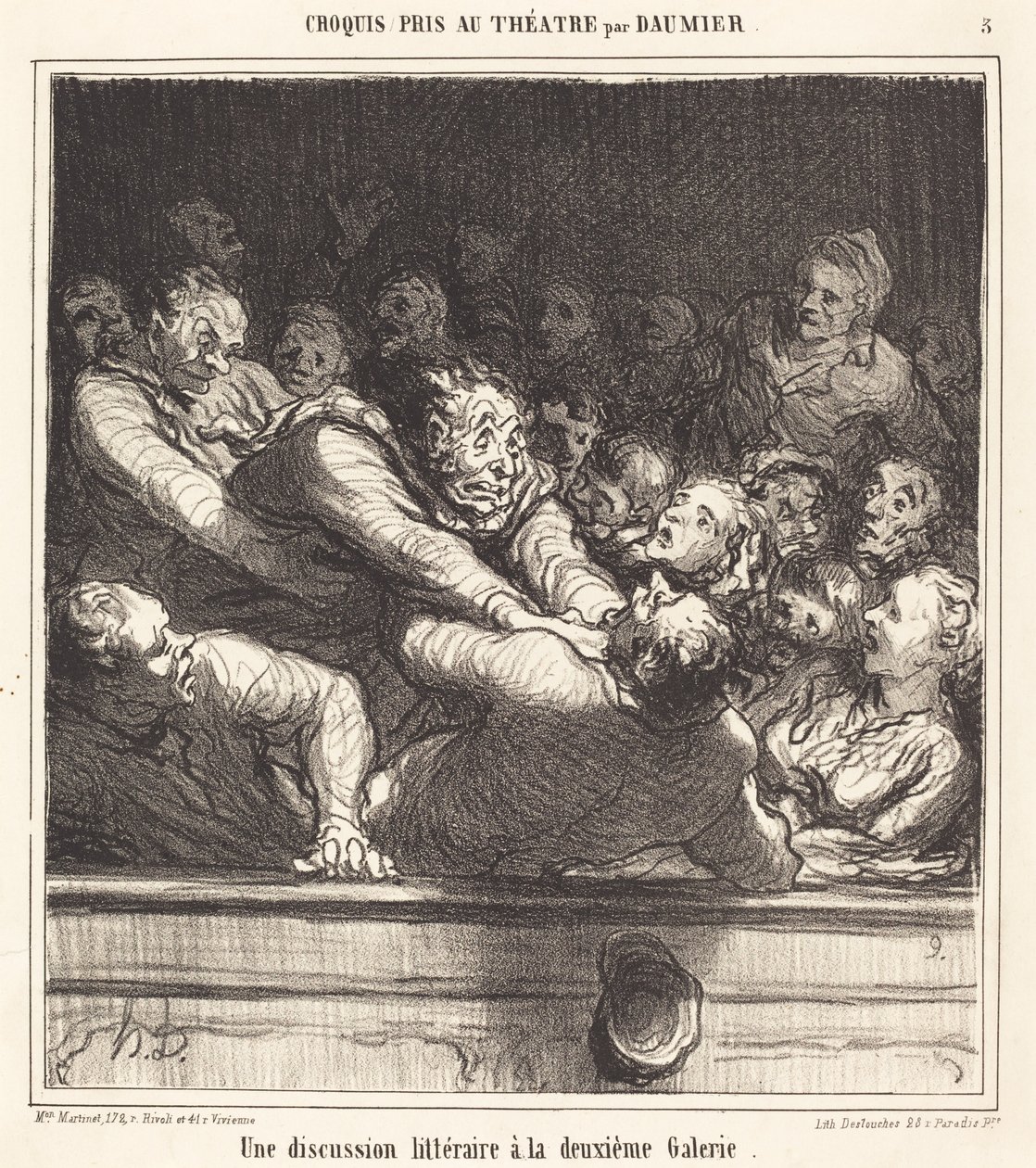 Dyskusja literacka w Drugiej Galerii autorstwa Honoré Daumier