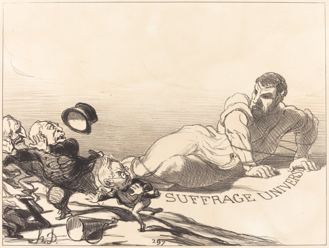 Panika liliputów... autorstwa Honoré Daumier