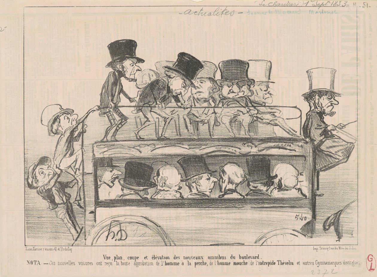 Widok ... i elewacja ... omnibusów bulwaru ... autorstwa Honoré Daumier