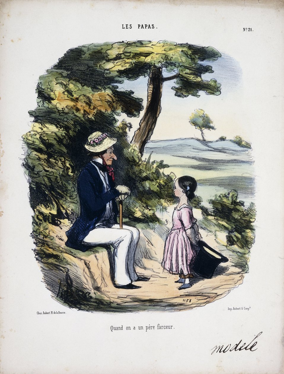 Kiedy ma się ojca błazeńskiego, 1848 autorstwa Honoré Daumier