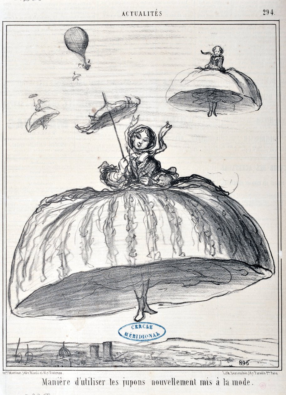 ilustracja dla Serie Actualites „sposób wykorzystania halek nowo wprowadzonych do mody” autorstwa Honoré Daumier