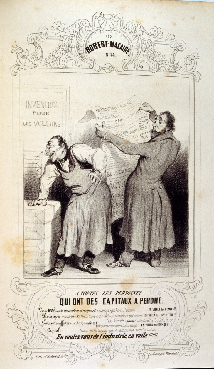ilustracje o ideach i legendach Philipon pod tytułem Les Cent i Robert Macaire autorstwa Honoré Daumier