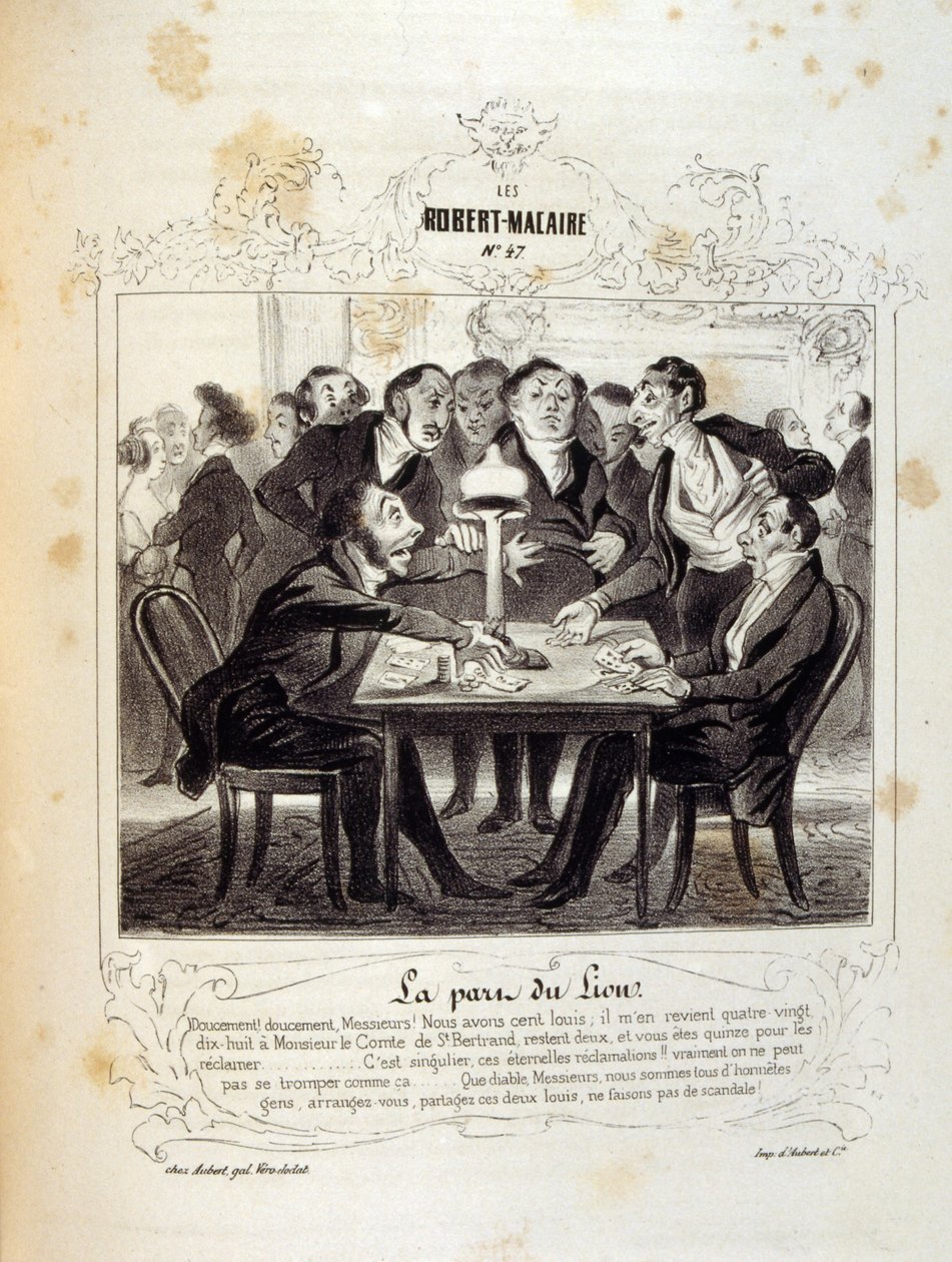 ilustracje o ideach i legendach Philipon pod tytułem Les Cent i Robert Macaire autorstwa Honoré Daumier