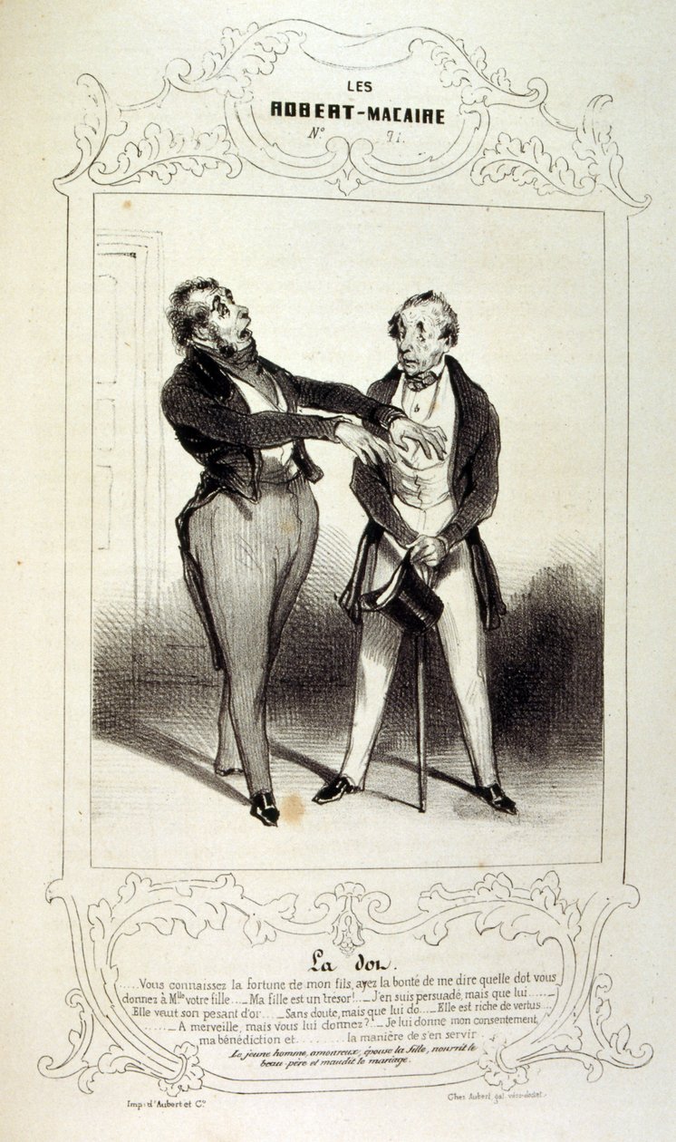 ilustracje o ideach i legendach Philipon pod tytułem Les Cent i Robert Macaire autorstwa Honoré Daumier