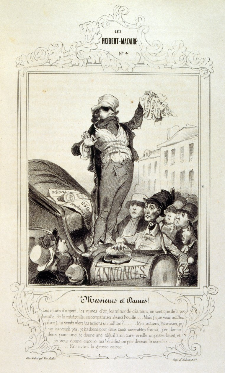 ilustracje o ideach i legendach Philipon pod tytułem Les Cent i Robert Macaire autorstwa Honoré Daumier