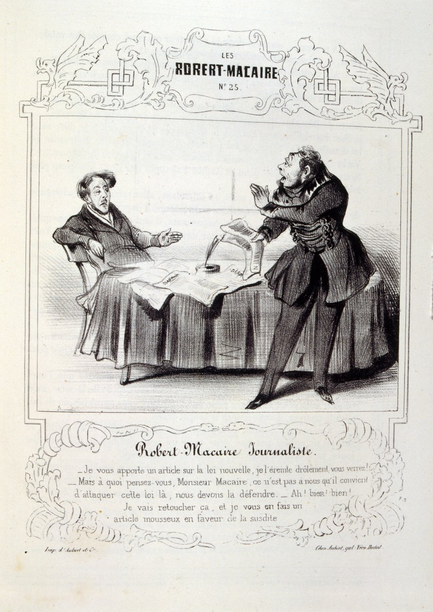 ilustracje o ideach i legendach Philipon pod tytułem Les Cent i Robert Macaire autorstwa Honoré Daumier