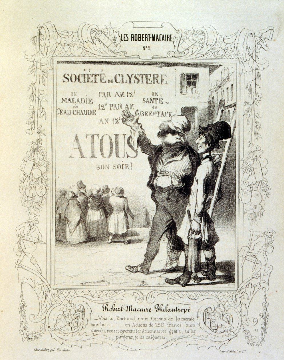 ilustracje o ideach i legendach Philipon pod tytułem Les Cent i Robert Macaire autorstwa Honoré Daumier
