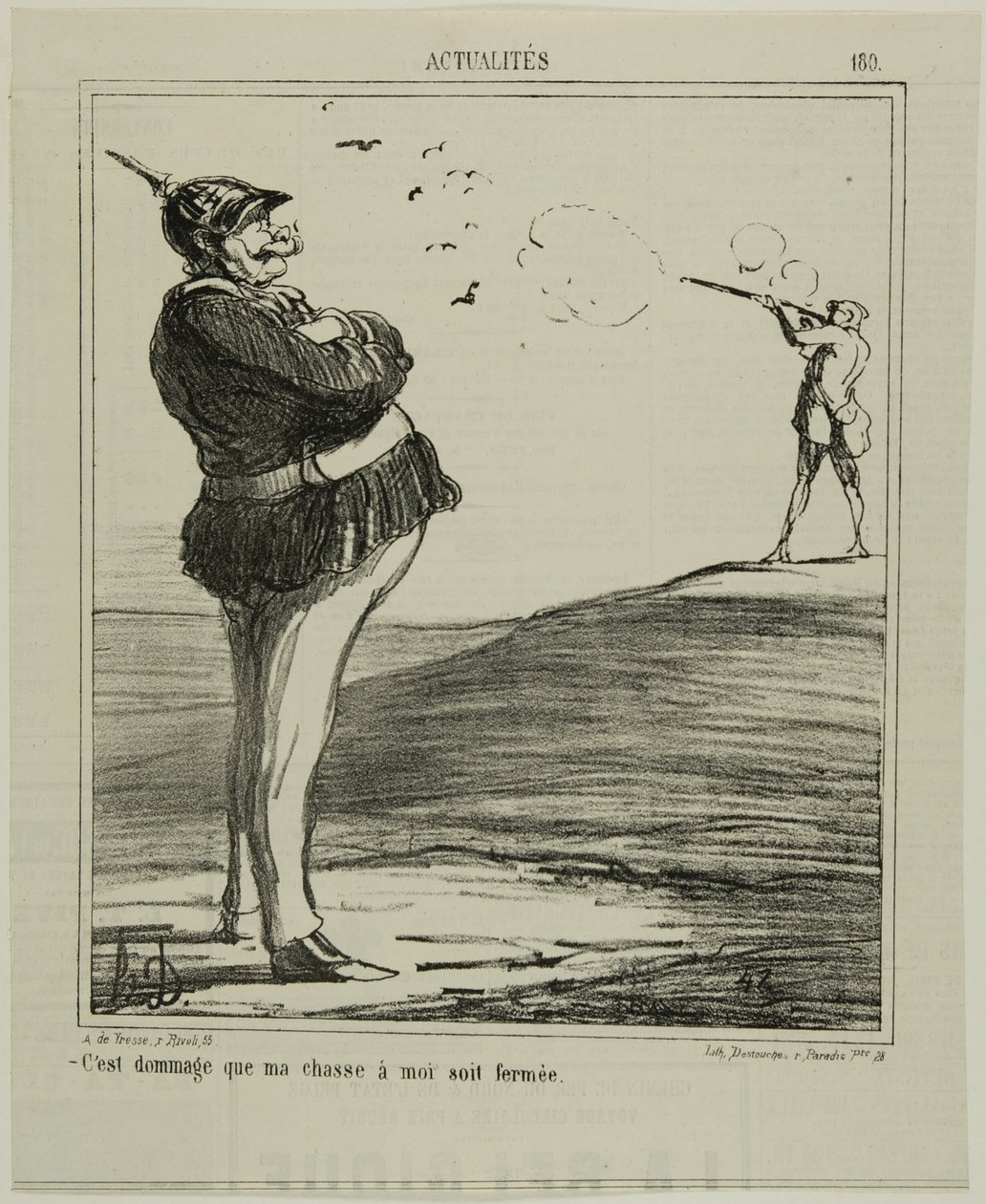 "- Jaka szkoda, że nie wolno mi polować", płyta 180 z Actualitiés autorstwa Honoré Victorin Daumier