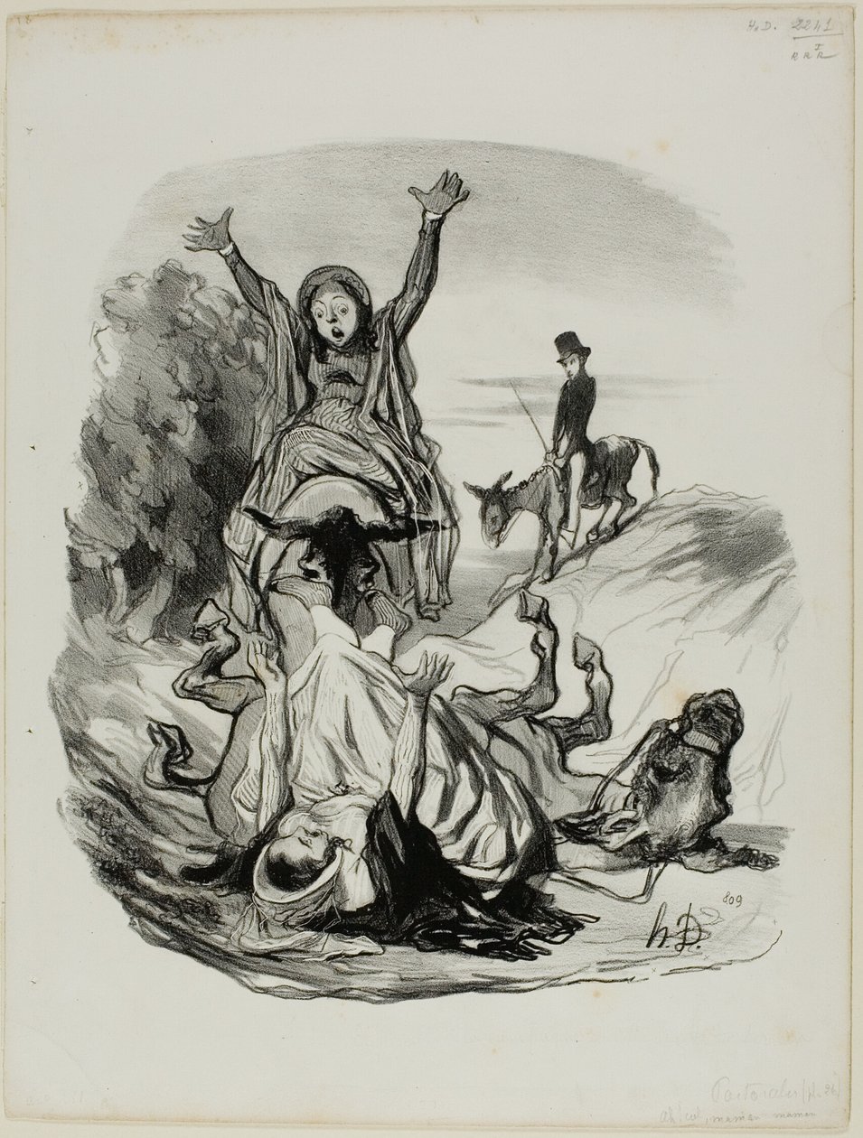 "- O mój Boże, mamo, mamo!........ Na litość boską..... moja córka, moja córka!!!", płyta 26 z Pastorales autorstwa Honoré Victorin Daumier