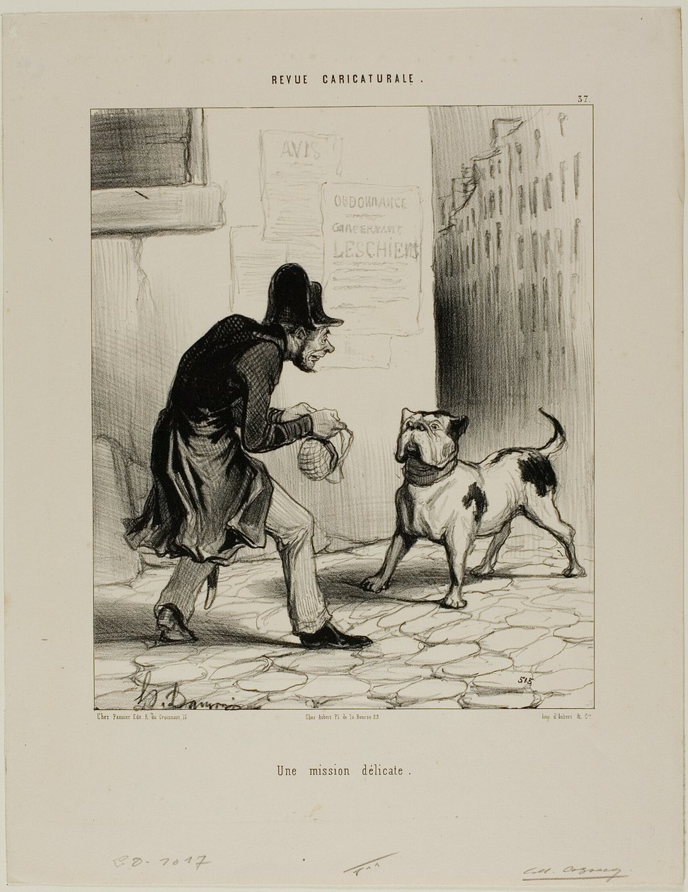 Delikatne zadanie, płyta 37 z Revue Caricaturale autorstwa Honoré Victorin Daumier