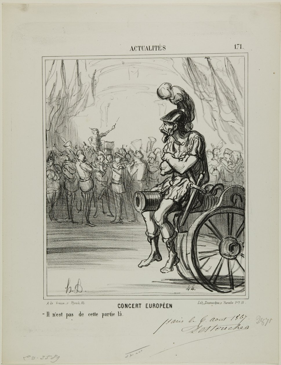 Koncert europejski. Nie dopuszczony do udziału w tej części, płyta 171 z Actualités autorstwa Honoré Victorin Daumier