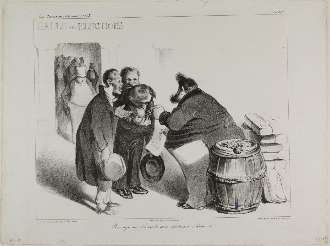 Uczciwa nagroda dla obowiązkowych wyborców, płyta 404 autorstwa Honoré Victorin Daumier