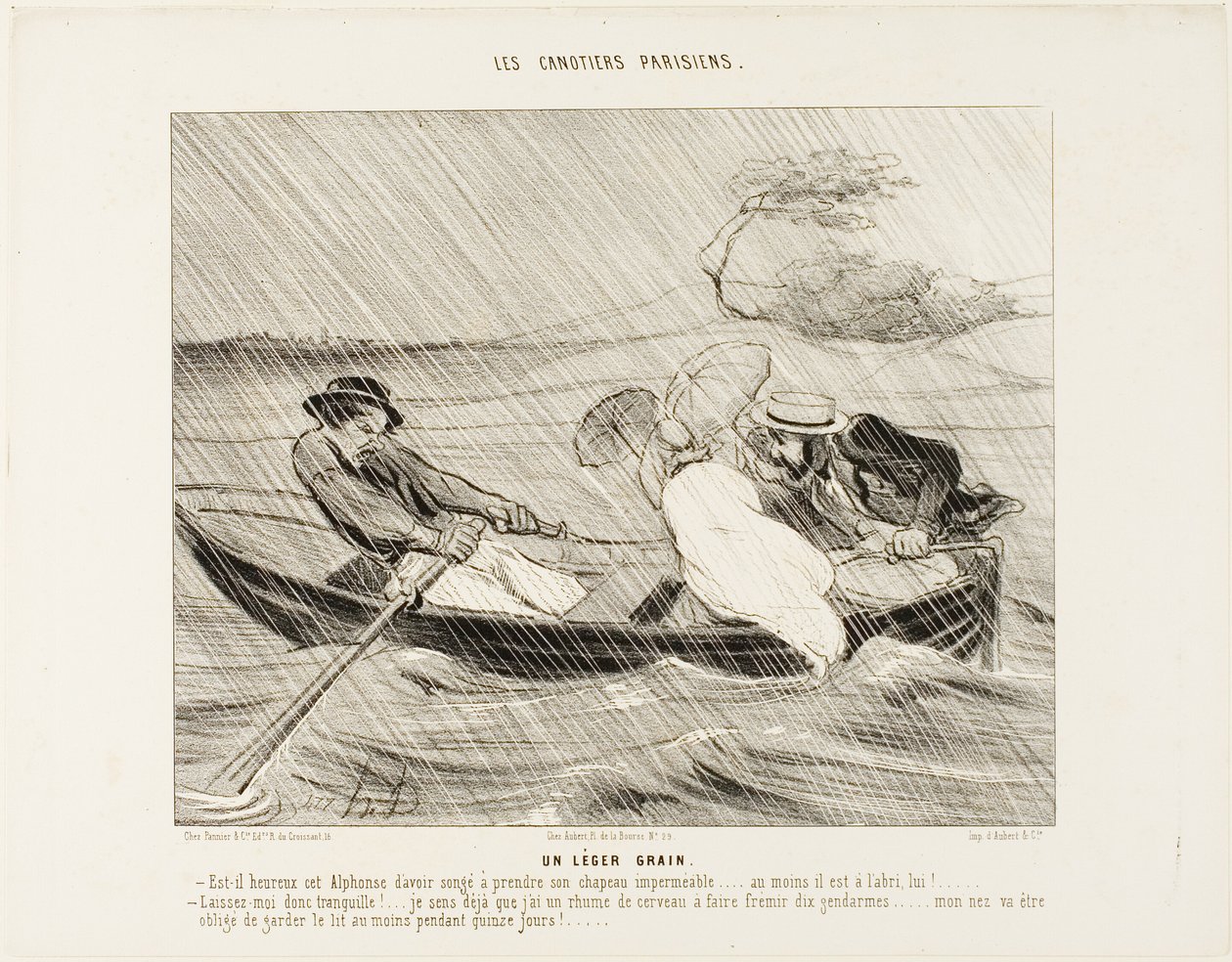 A Light Squall (Un leger grain), płyta 8 z albumu The Parisian Boaters (Les canotiers Parisiens) autorstwa Honoré Victorin Daumier