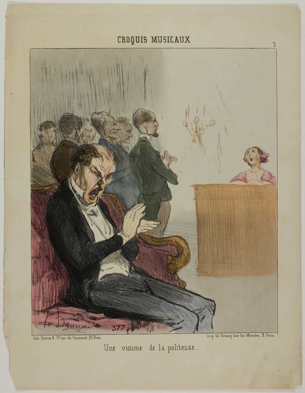 Ofiara własnej uprzejmości, płyta 7 z Croquis Musicaux autorstwa Honoré Victorin Daumier