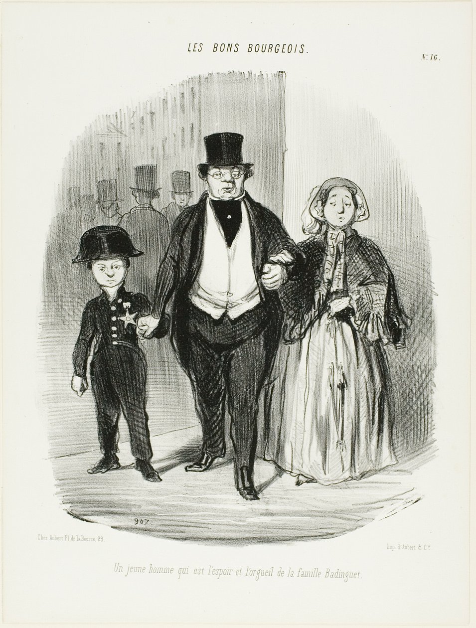 Młody mężczyzna, który jest dumą i nadzieją rodziny Badinguet, płyta 16 z Les Bons Bourgeois autorstwa Honoré Victorin Daumier