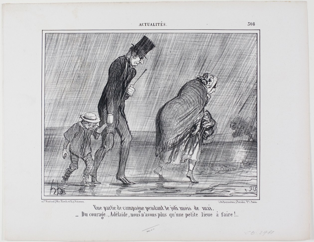 Wycieczka krajoznawcza w pięknym miesiącu maju. "- Odwagi... Adelaïde to tylko kolejna liga do przejścia", płyta 308 z Actualités autorstwa Honoré Victorin Daumier