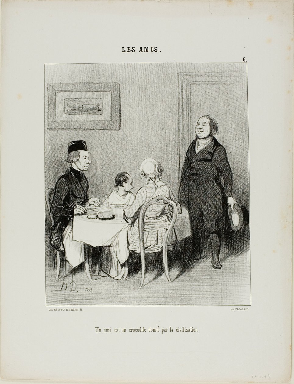 Przyjaciel to krokodyl wyprodukowany przez cywilizację, płyta 6 z Les Amis autorstwa Honoré Victorin Daumier