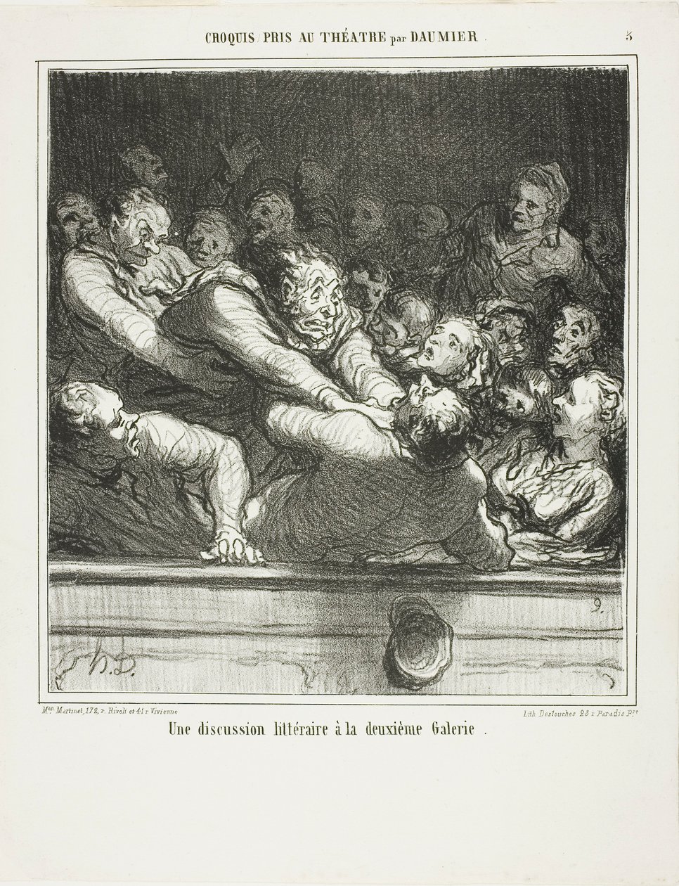 Argument literacki na drugim poziomie, płyta 3 z Croquis Pris Au Théatre par Daumier autorstwa Honoré Victorin Daumier