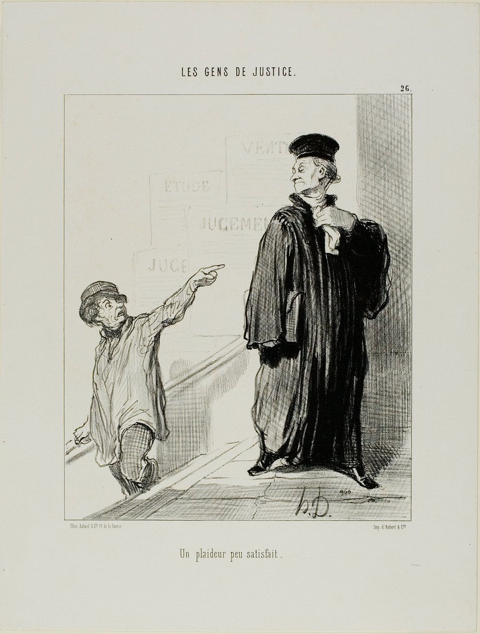 Raczej niezadowolony pozwany, płyta 26 z Les Gens De Justice autorstwa Honoré Victorin Daumier