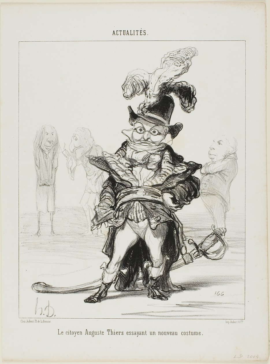 Obywatel Thiers przymierzający nowy kostium, płyta 114 z Actualités autorstwa Honoré Victorin Daumier