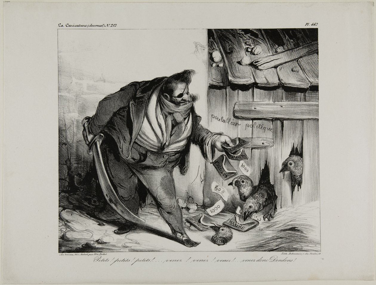 Come Here Little Chick, Chick..... Pisklę... Pisklę, chodź małe indyki, płyta 442 autorstwa Honoré Victorin Daumier