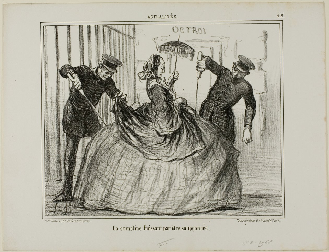 Crinolines nagle stają się podejrzane, płyta 419 od Actualités autorstwa Honoré Victorin Daumier