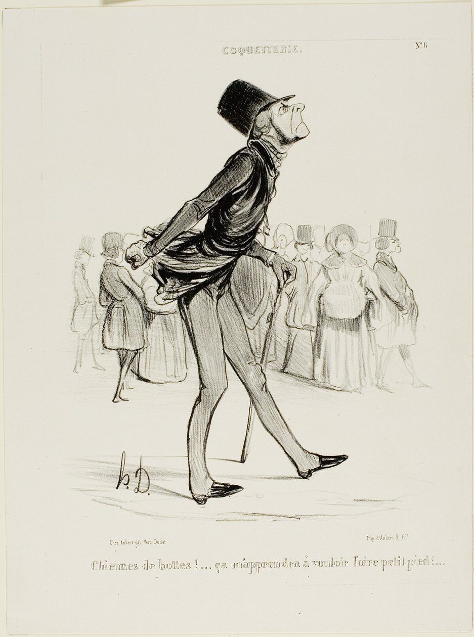 Cholerne buty! To nauczy mnie stawiać mniejsze kroki..." płyta 6 z Coquetterie autorstwa Honoré Victorin Daumier