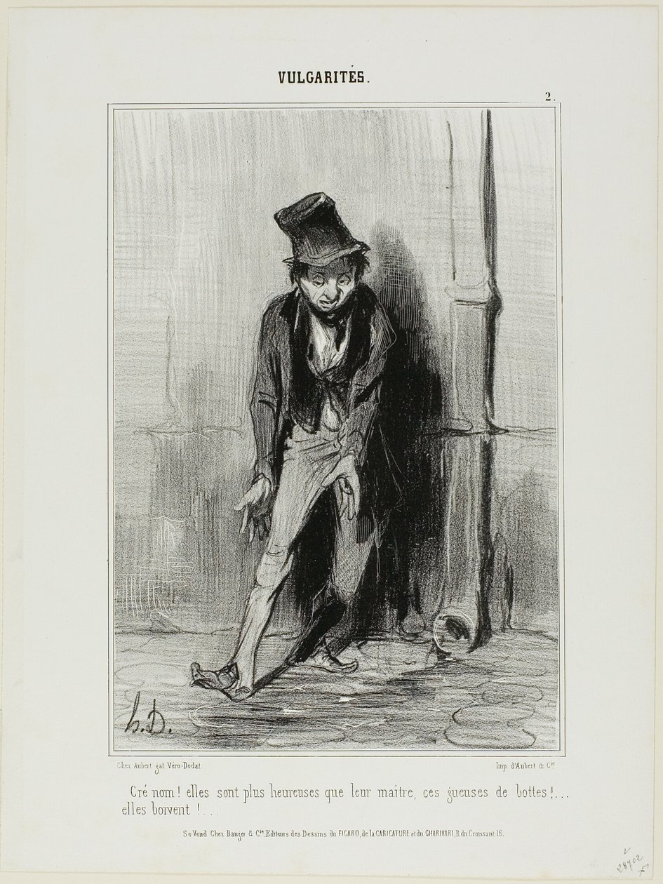 "Cholera! Są szczęśliwsi niż ich mistrzowie.... te suki w butach... piją!", płyta 2 z Vulgarités autorstwa Honoré Victorin Daumier
