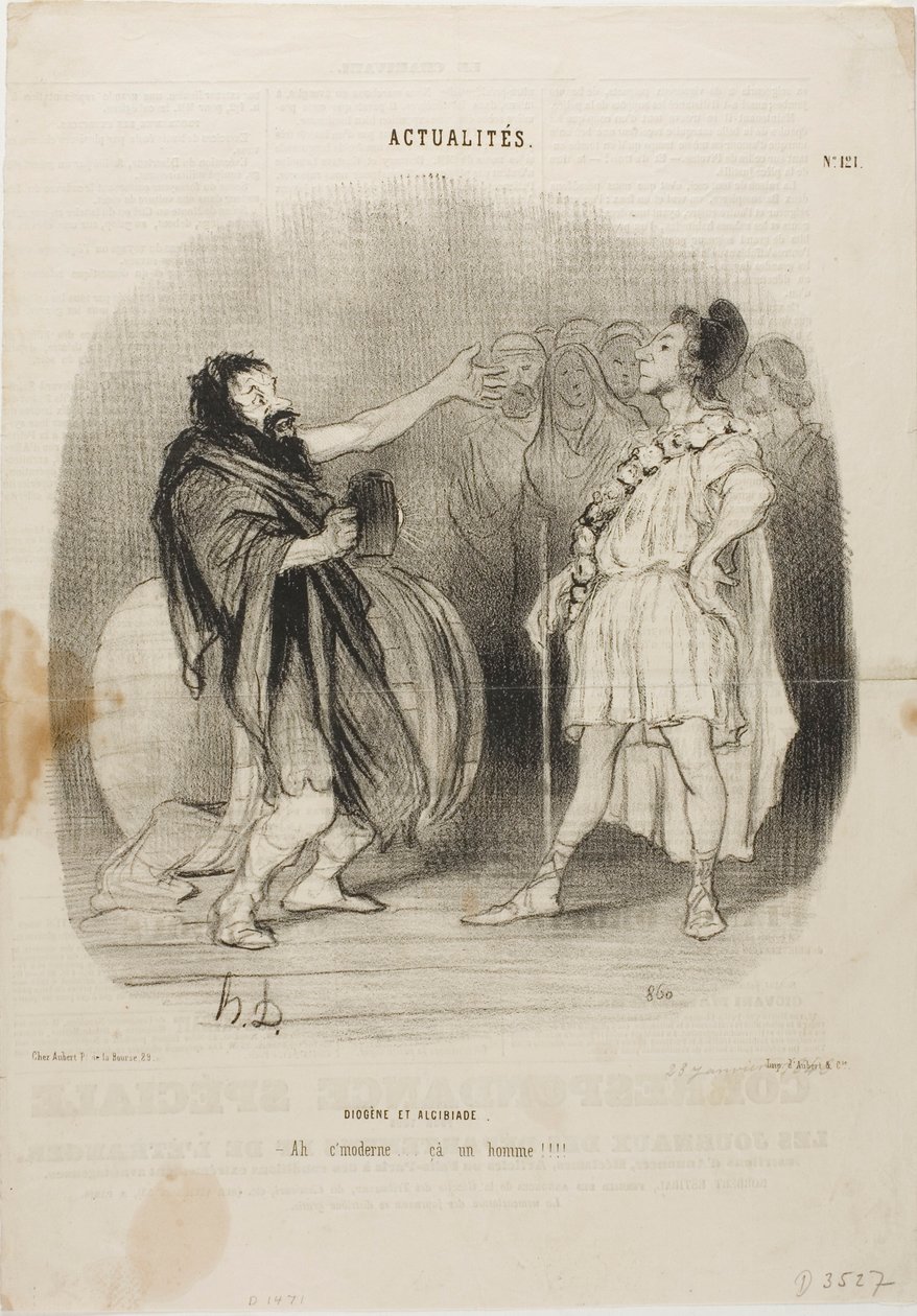 Diogenes i Alcybiades w Odeonie. "- Ach... to nowoczesny.... co za człowiek!", płyta 121 z Actualités autorstwa Honoré Victorin Daumier
