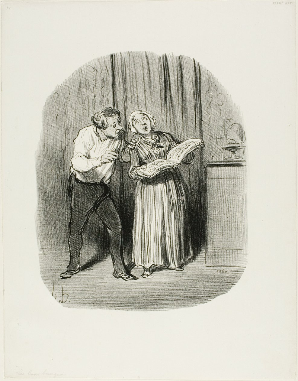 Wada poślubienia kobiety z tak zwanym talentem artystycznym, płyta 77 z Les Bons Bourgeois autorstwa Honoré Victorin Daumier