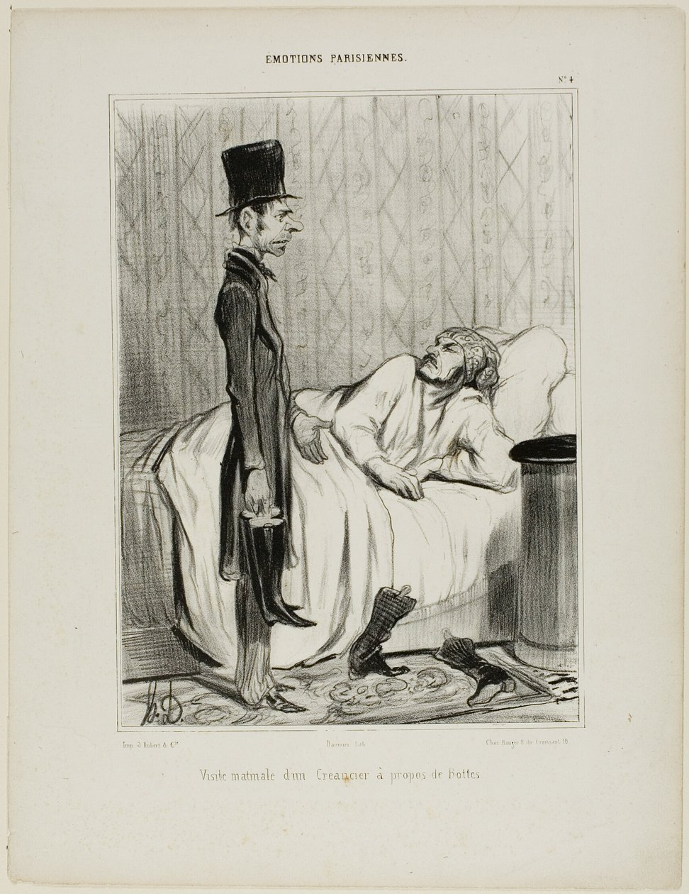 Poranna wizyta wierzyciela w sprawie butów, płyta 4 z Émotions Parisiennes autorstwa Honoré Victorin Daumier