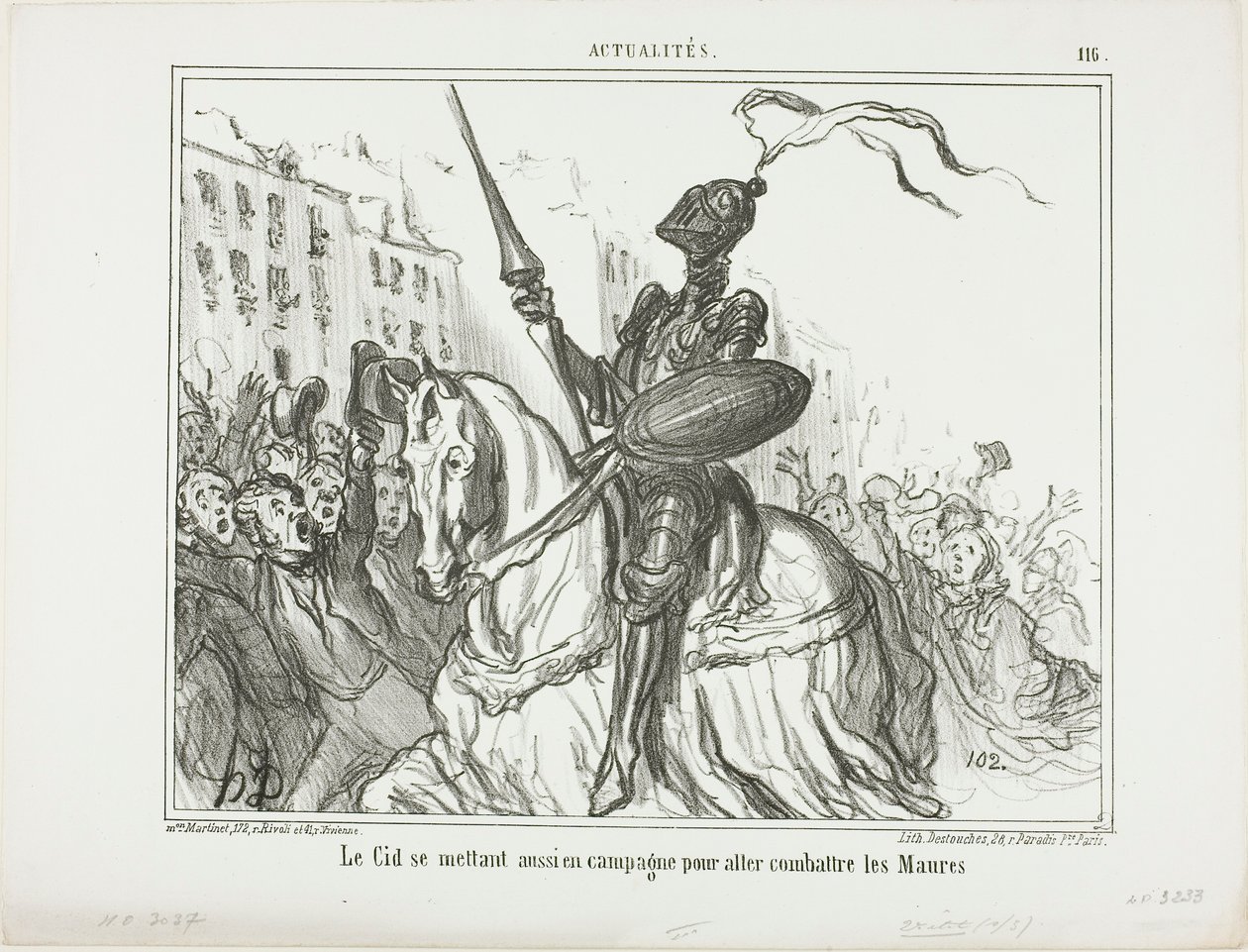 El Cid również wychodzi na pole, aby walczyć z Maurami, płyta 116 z Actualités autorstwa Honoré Victorin Daumier