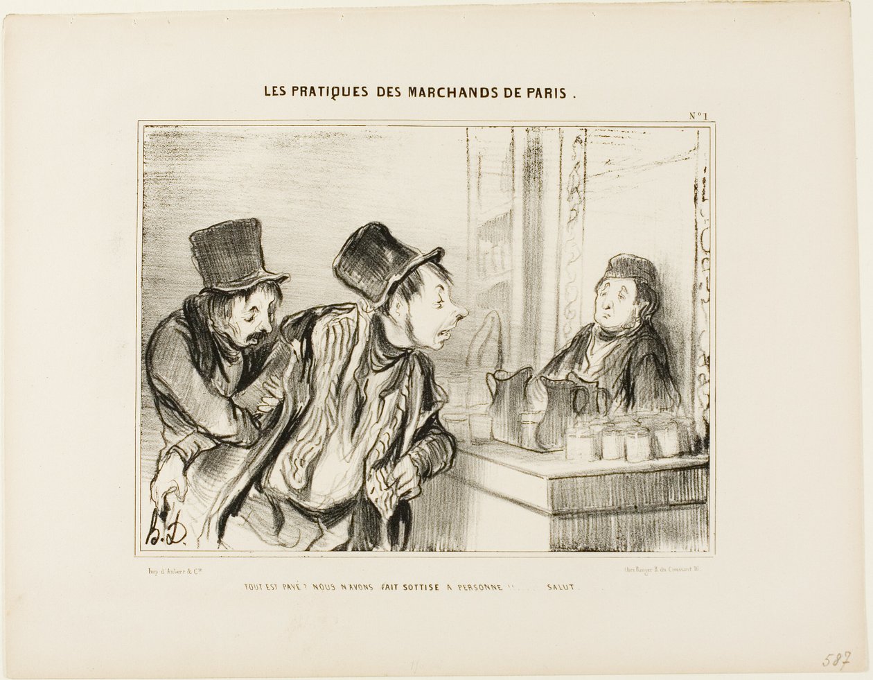 "Wszystko jest opłacone I nikogo nie obraziliśmy... Do widzenia", płyta 31 z Types Parisiens autorstwa Honoré Victorin Daumier
