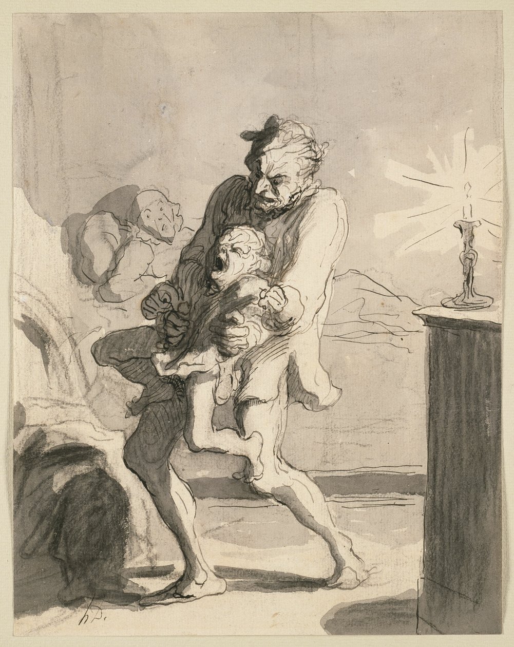 Ojcowska dyscyplina autorstwa Honoré Victorin Daumier