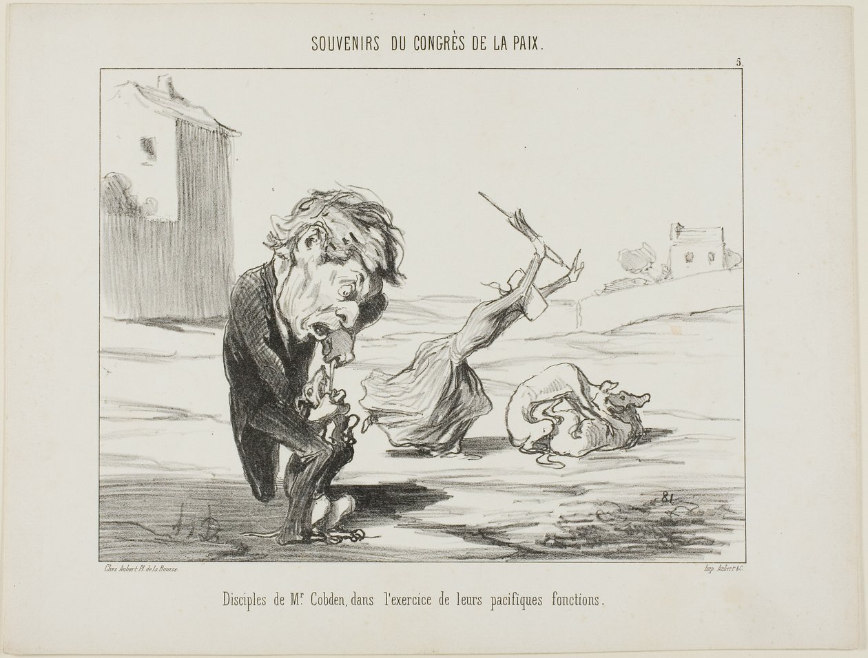 Zwolennicy pana Cobdena, wykonujący swoje pokojowe funkcje, płyta 5 z Souvenirs Du Congres De La Paix autorstwa Honoré Victorin Daumier