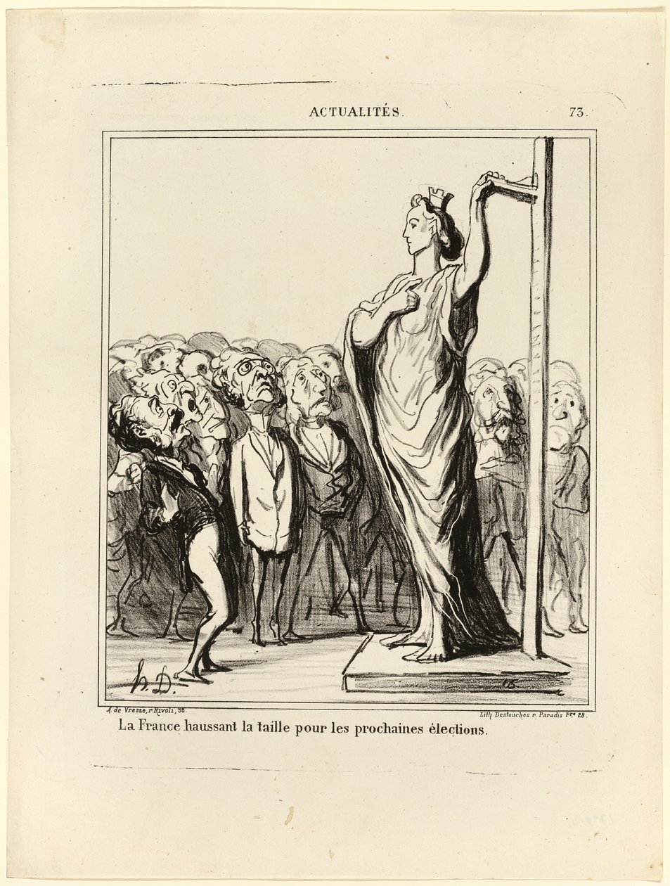 Francja przygotowuje się do tego, by jej kandydaci zdali egzamin zgodnie ze standardami, płyta 73 z Actualités autorstwa Honoré Victorin Daumier