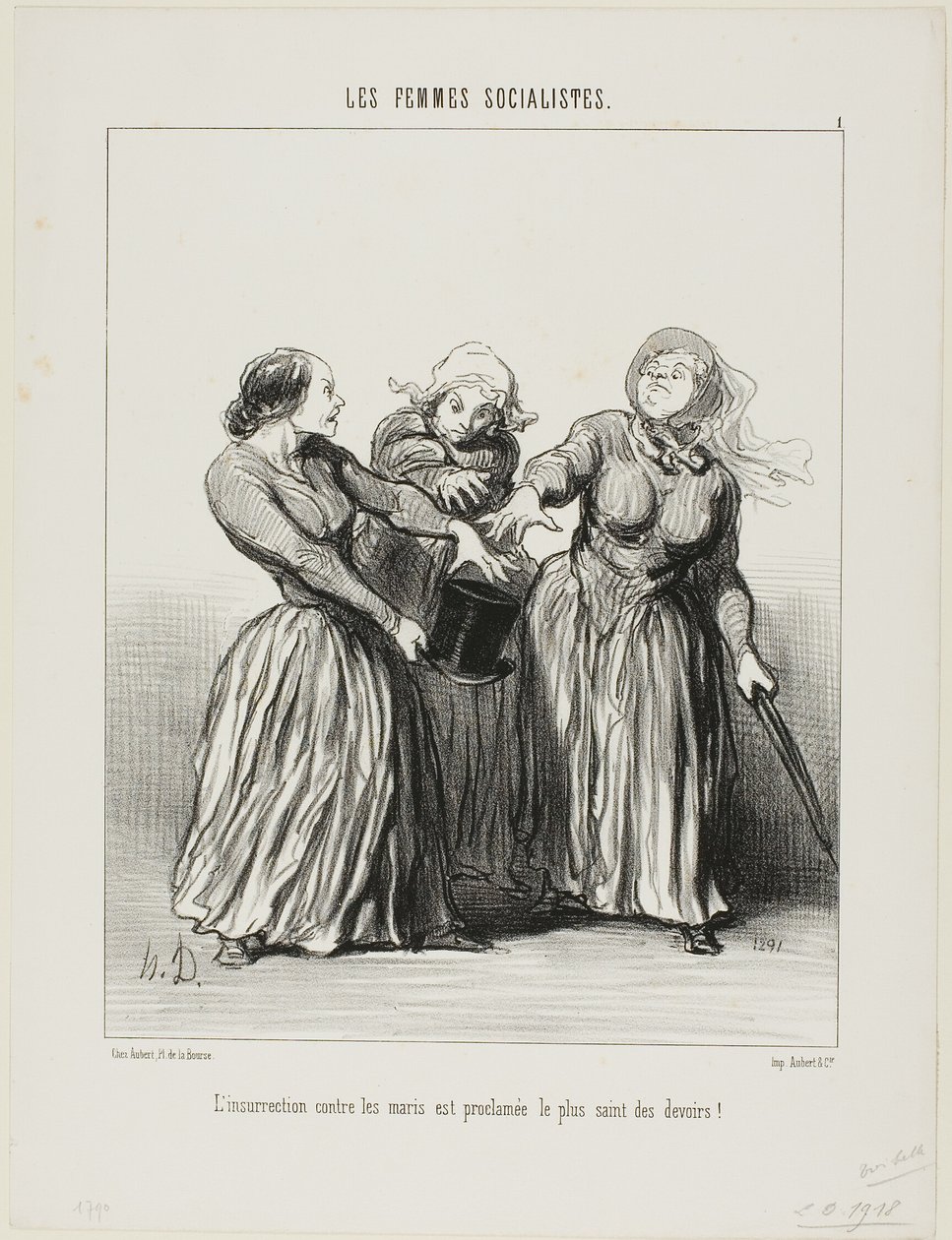 Powstanie przeciwko mężom jest proklamowane jako pierwszy i najświętszy obowiązek w życiu!, płyta 1 z Les Femmes Socialistes autorstwa Honoré Victorin Daumier
