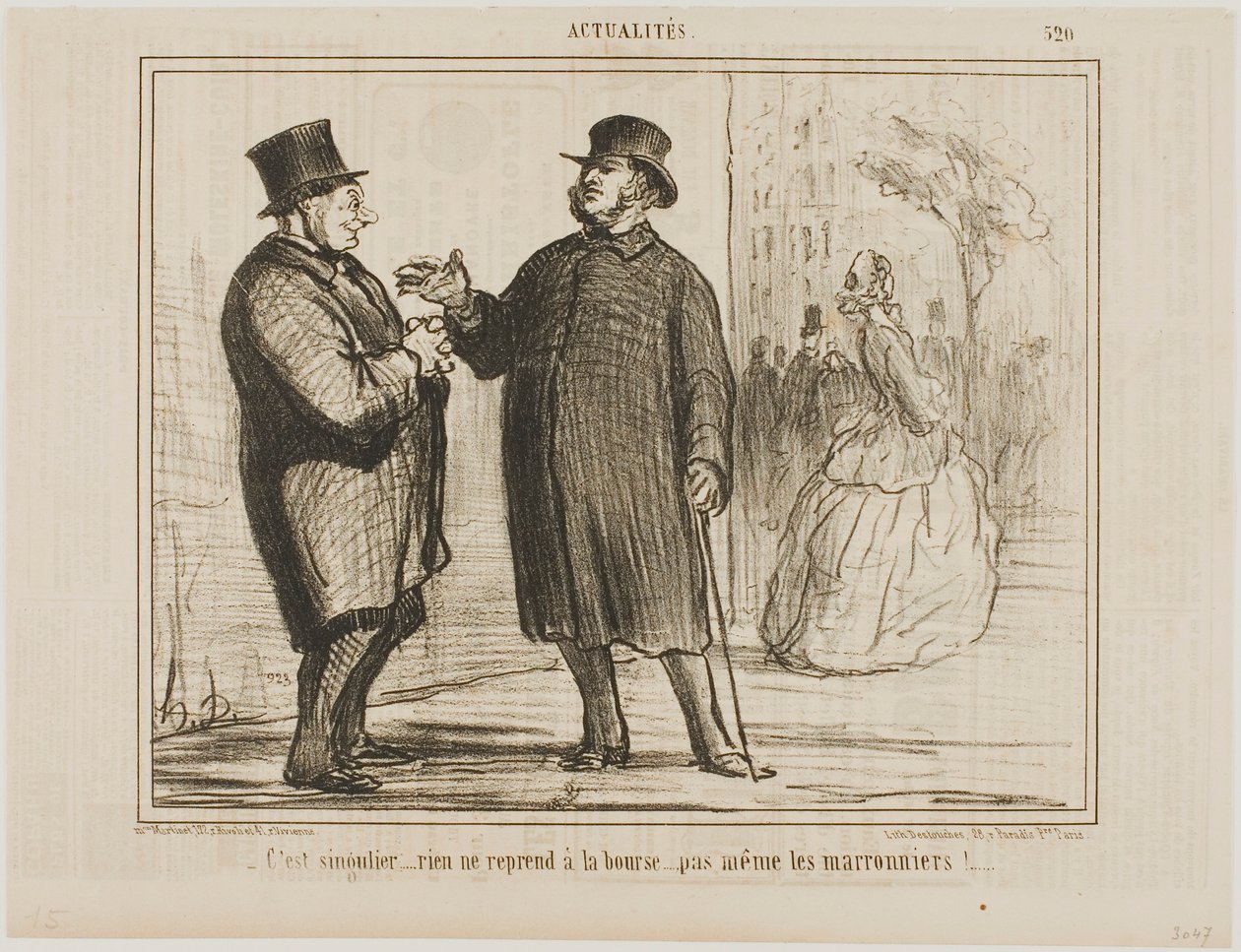 To dziwne: nic nie zyskuje na giełdzie, nawet kasztany!, płyta 520 z Actualités autorstwa Honoré Victorin Daumier