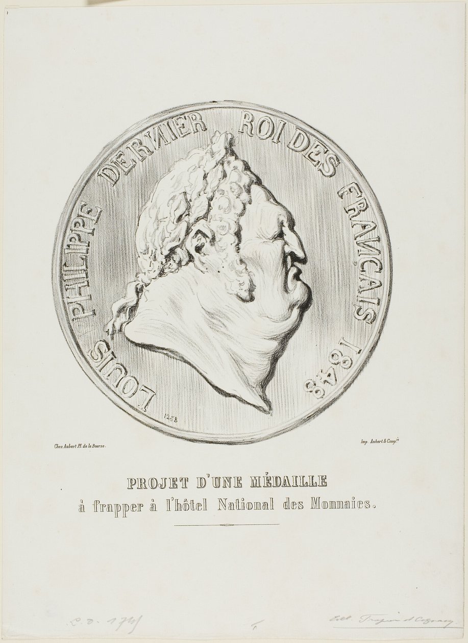 Ludwik Filip, ostatni król Francji 1848. Projekt medalu produkowanego przez Mennicę Państwową autorstwa Honoré Victorin Daumier
