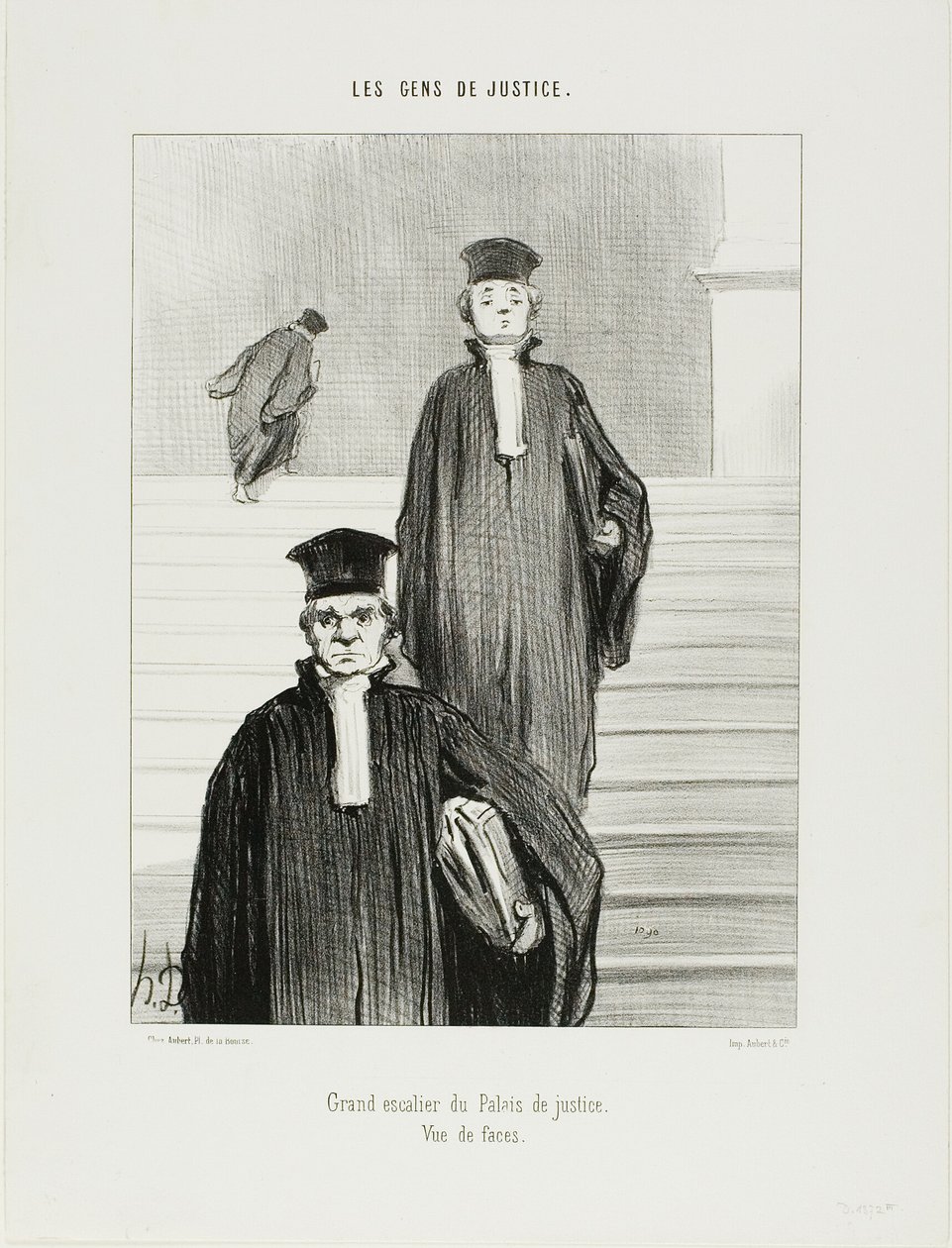 Główne schody Pałacu Sprawiedliwości. Widok z przodu, płyta 36 z Les Gens De Justice autorstwa Honoré Victorin Daumier