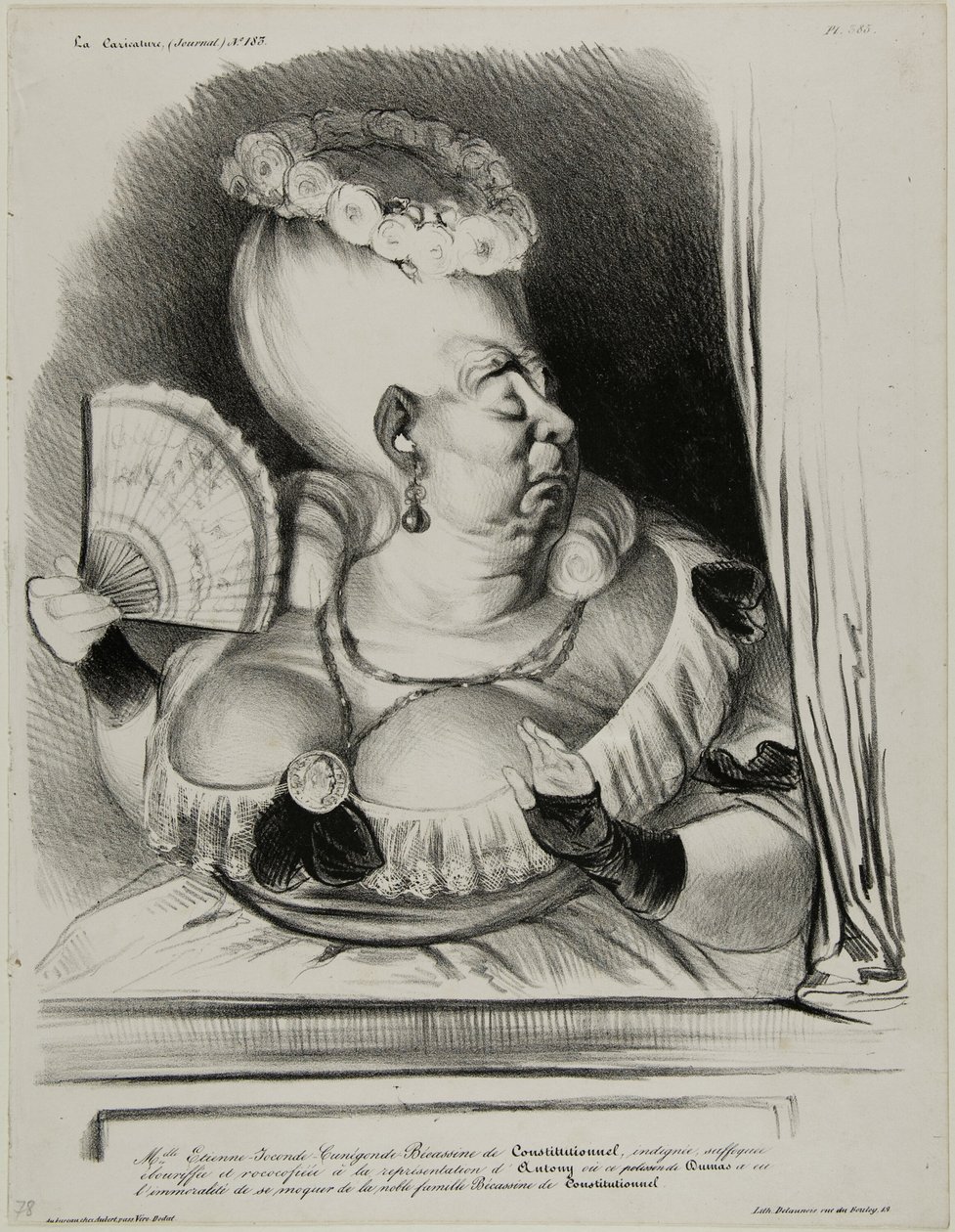 Panna Etienne-Mona-Lisa-Cunégonde-Silly Goose of the Constitutionnel, oburzona, dławiąca się i nadmiernie zirytowana przedstawieniem Anthony