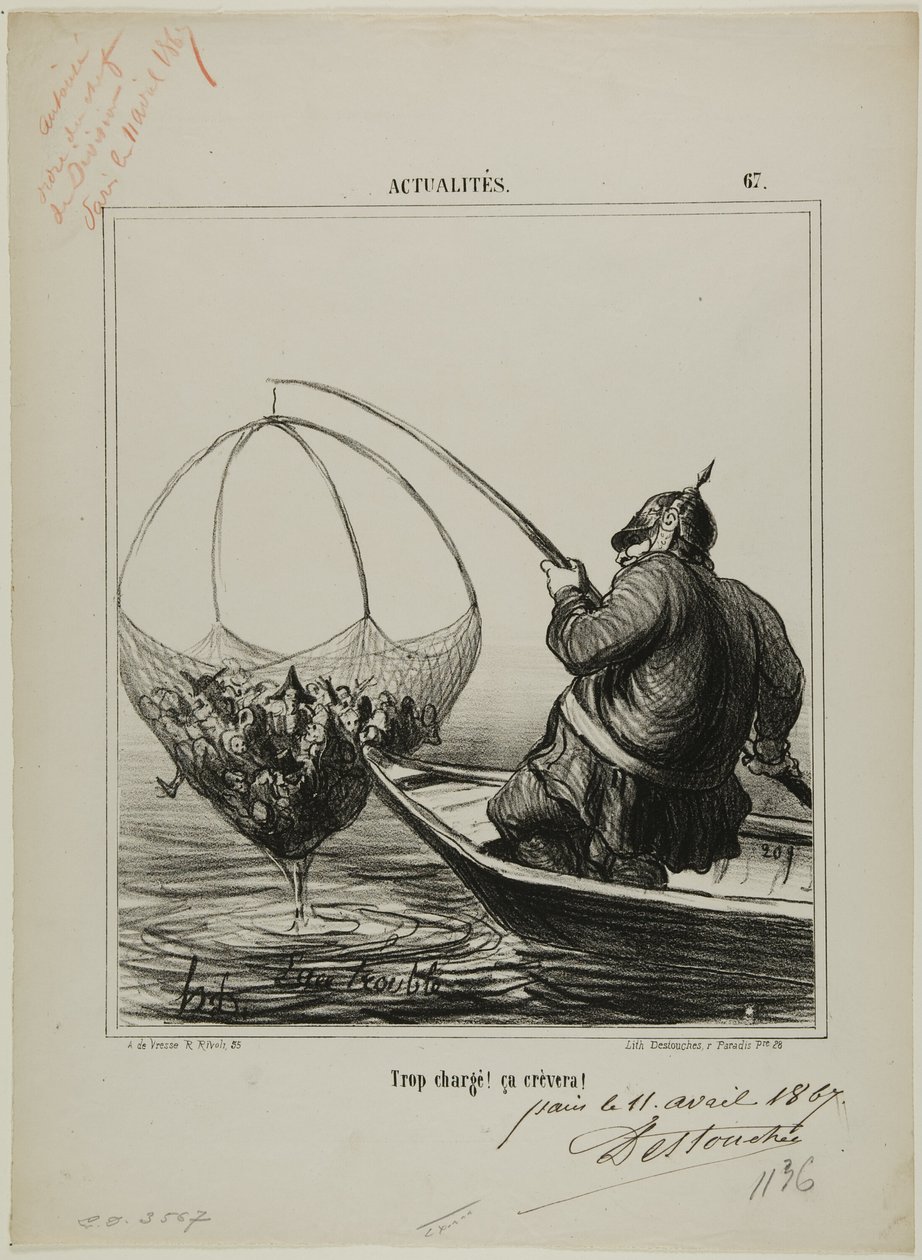 "Przeciążony! Zaraz pęknie!", płyta 67 z Actualités autorstwa Honoré Victorin Daumier