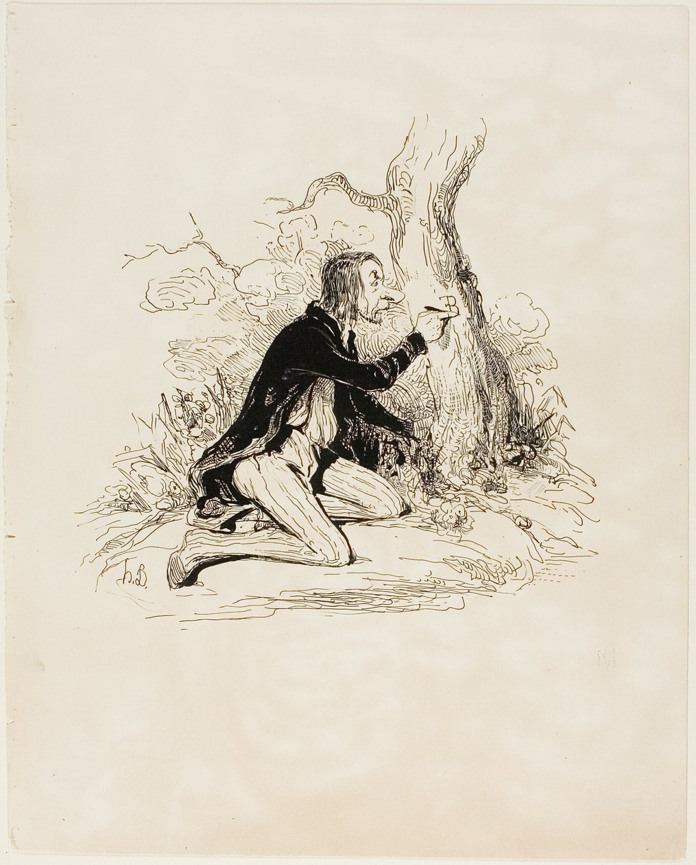 Biedny młody człowiek! Jeszcze tylko jeden list i jego sytuacja moralna stanie się całkowicie jasna, płyta 1 z Sentimens Et Passionsa autorstwa Honoré Victorin Daumier